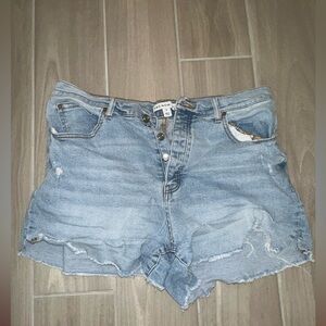Blue Distressed Jean Shorts